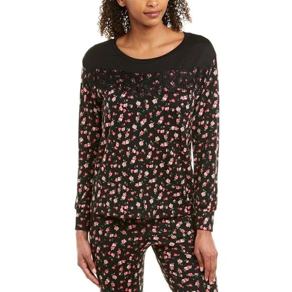 Betsey Johnson Black Floral Lounge Top - Picture 1 of 2